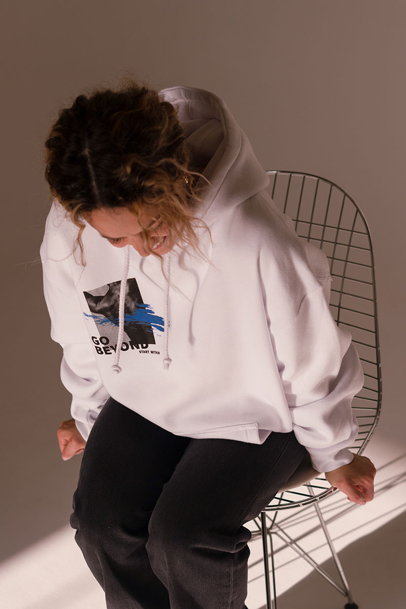 go beyond big print hoodie model