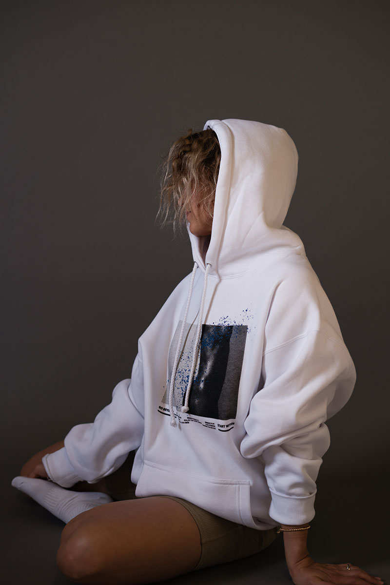 Go Beyond Small Print Hoodie model